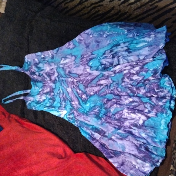 Turquoise/purple sleeveless dress - Picture 10 of 12